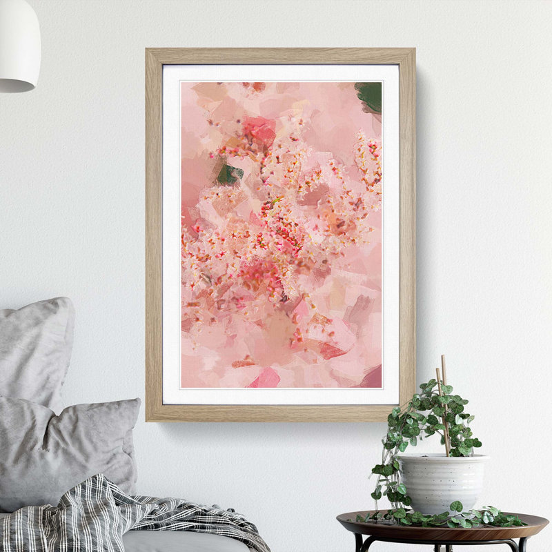 Cherry Blossom in Abstract - Picture Frame Graphic Art Print, Oak Framed, 87cm H x 62cm W x 2cm D