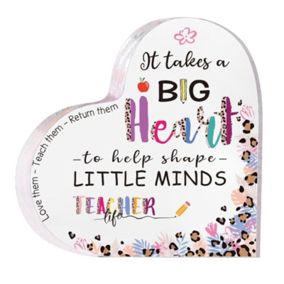 Presse-papiers en cristal Big Heart Teacher