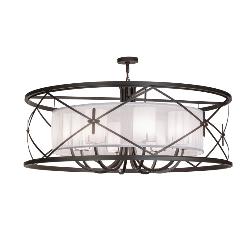 Penelope 8-Light Bronze Drum Chandelier with Glass Shades