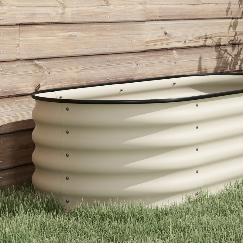 Sairah Metal Raised Garden Bed, Cream, 16.5'' H x 94.5'' W x 23.5"D
