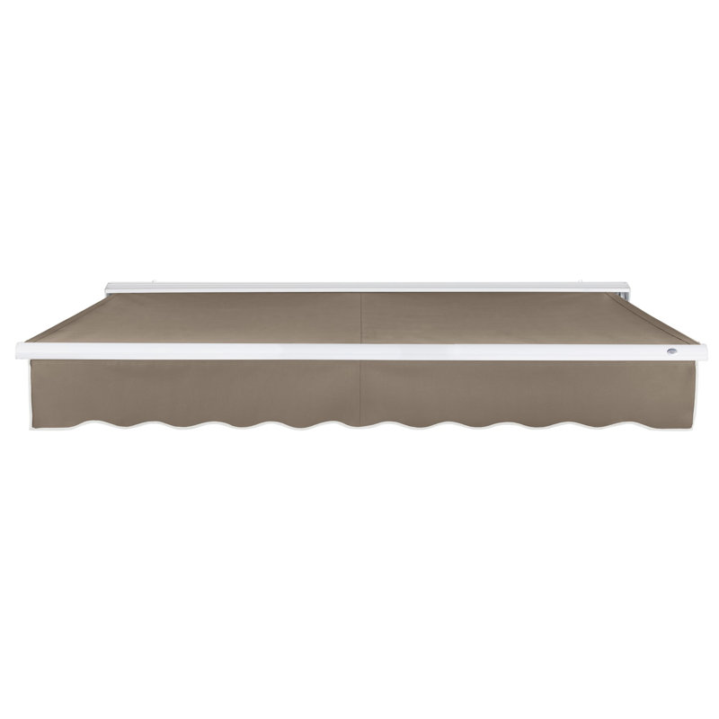 Auvent de patio rétractable avec capuchon Awntech Destin, Taupe, l 10 pi x P 8 pi, Moteur droit