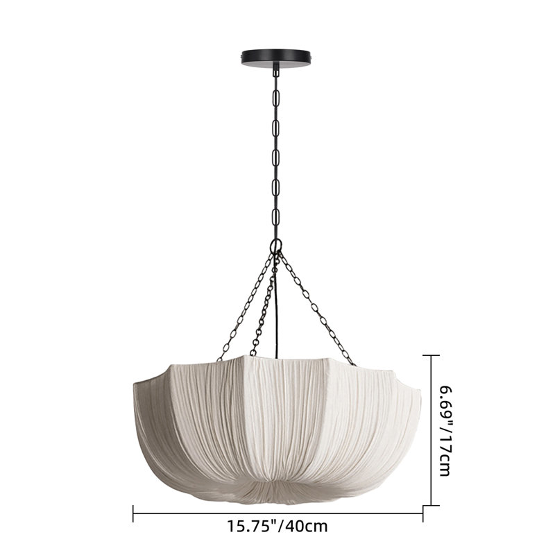 Luminaire suspendu bol en lin à 1 lumière Rio, H 6,69 po x l 15,74 po x P 15,74 po 