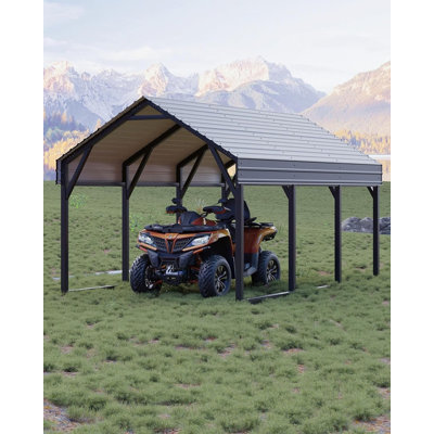 Abri d'auto en métal 12 x 13 pi - Abri en acier renforcé toutes saisons pour voitures, motos, VTT, bateaux, couverture extérieure permanente