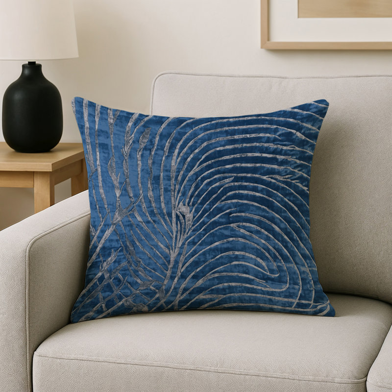 Coussin décoratif intérieur et extérieur Modern, Bleu abstrait 16, Carré 18 po