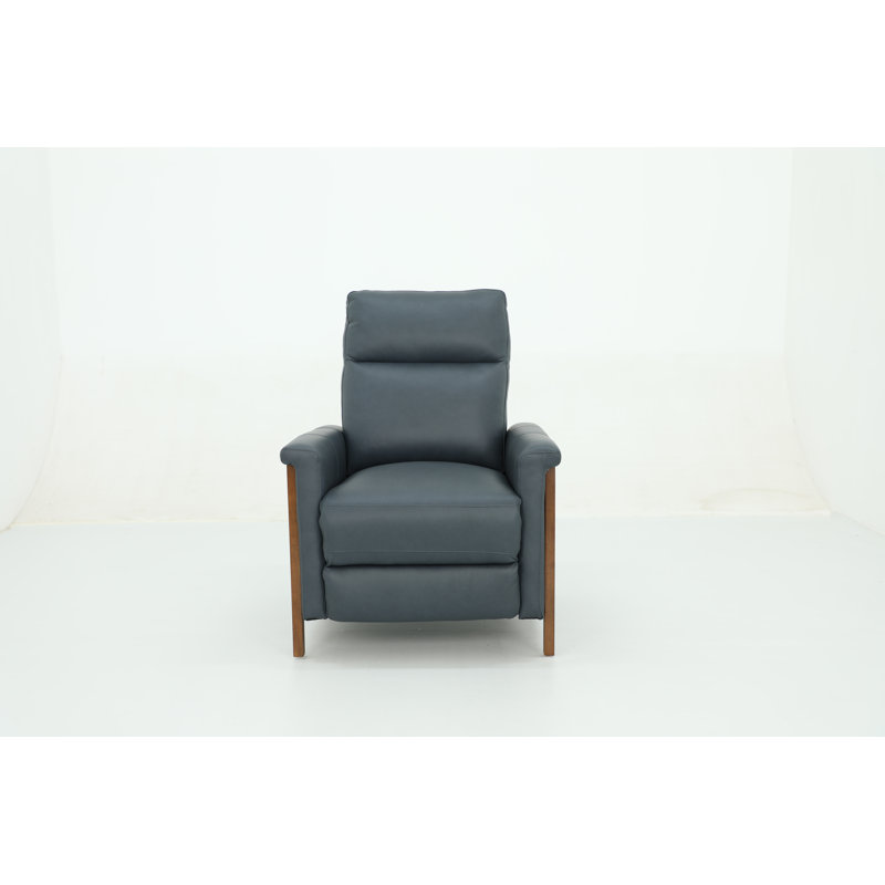 Billie 32" Wide Genuine Leather Manual Standard Recliner, Blue Genuine Leather