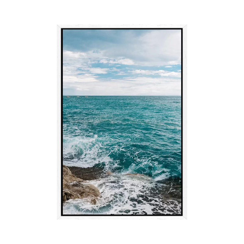 Amalfi Coast Water V by Bethany Young - Print on Canvas, 66.04cm H x 45.72cm W x 3.81cm D, White Framed