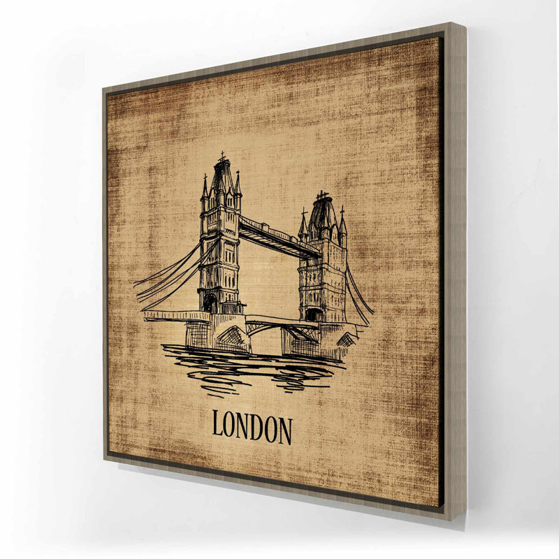 Tower Bridge Illustration - Framed Canvas for Home Decor