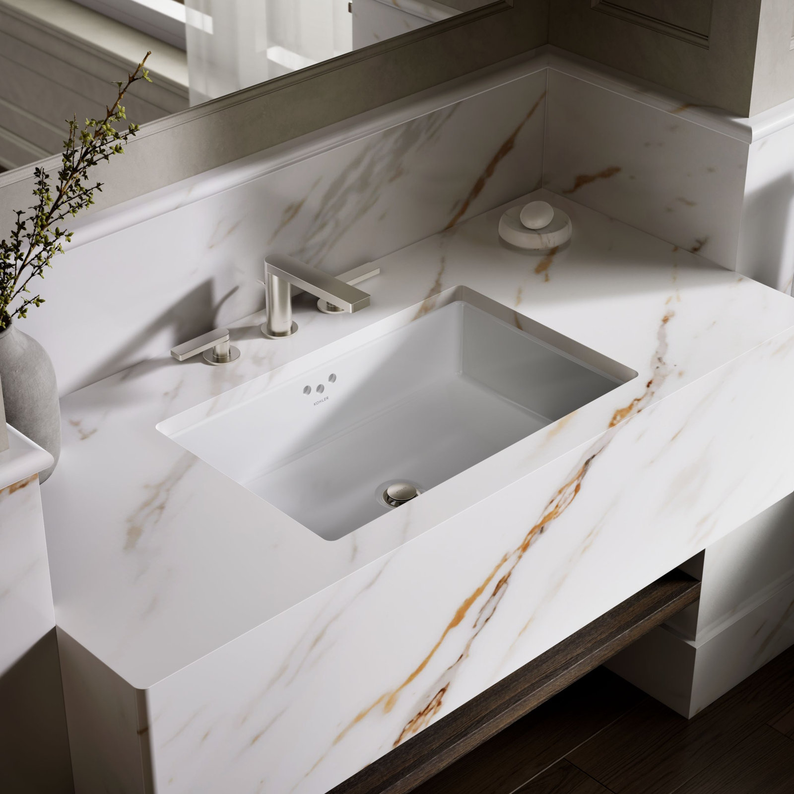 Kathryn Undermount Bathroom Sink, White