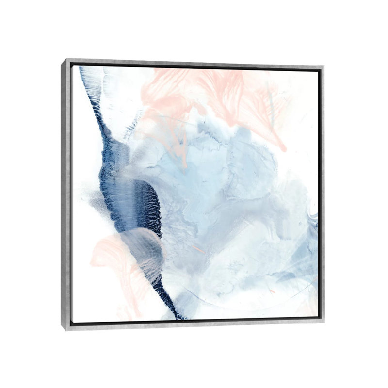 " Indigo & Blush II " by Ethan Harper, Silver Framed, 26" H x 26" W x 1.5" D, No Mat