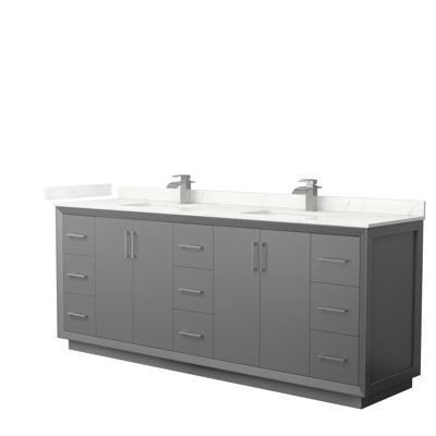 Strada 84'' Double Bathroom Vanity with Quartz Top