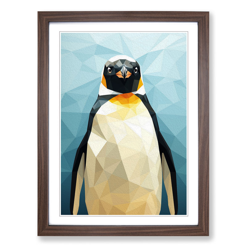Penguin Geometric 1 Piece Single Picture Frame Wall Art, 34cm H x 25cm W, Walnut Framed