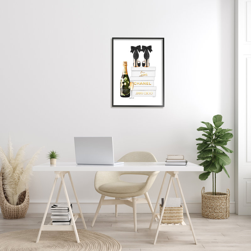 Art texturé sur toile Giclée encadrée par Champagne, Toile avec cadre blanc, H 14 po x l 11 po x P 1,5 po
