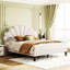 Grand lit plateforme tapissier beige avec tête de lit en velours-1961947178-1961947173