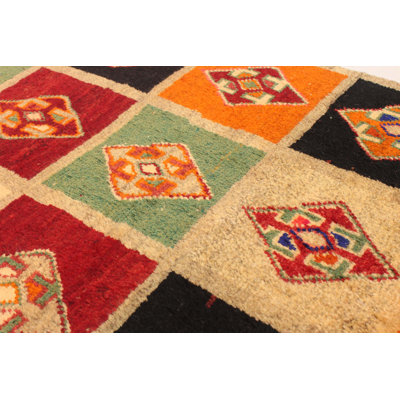 Tapis multicolore Kashkuli Gabbeh 2 pi 6 po x 5 pi 5 po