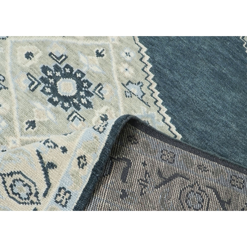Tapis gris Oushak en laine noué à la main 9 pi 1 po x 11 pi 11 po