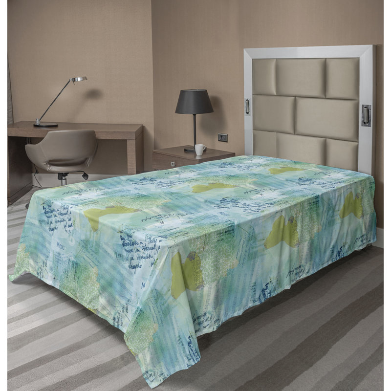 Ambesonne drap plat rétro papillon musique cursive vert pomme et écume de mer, Simple