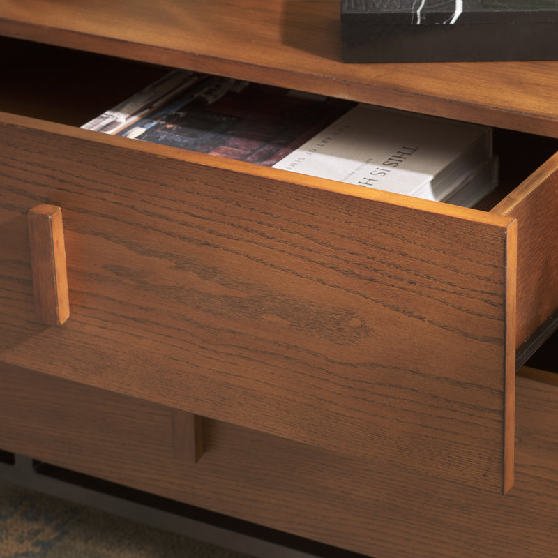 Artavion 2 - Drawer End Table, Dark Brown/Black