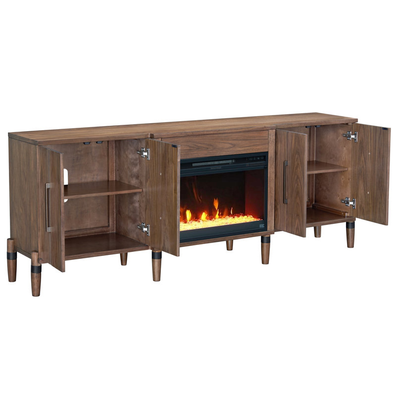Meuble télé Tranquility 78 po pour téléviseur de 90 po ou moins, assemblage minimal, finition noyer