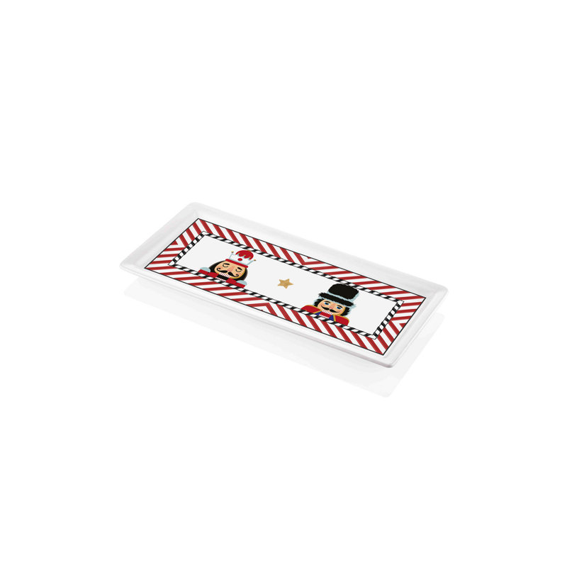 Elegant Ceramic Platter, 13.8 x 6.3 inches | 100% Ceramic, Not Dishwasher or Microwave Safe | Vibrant Red, White, and Black Design | Perfect for Serving Appetizers, Snacks, and Decorative Displays
