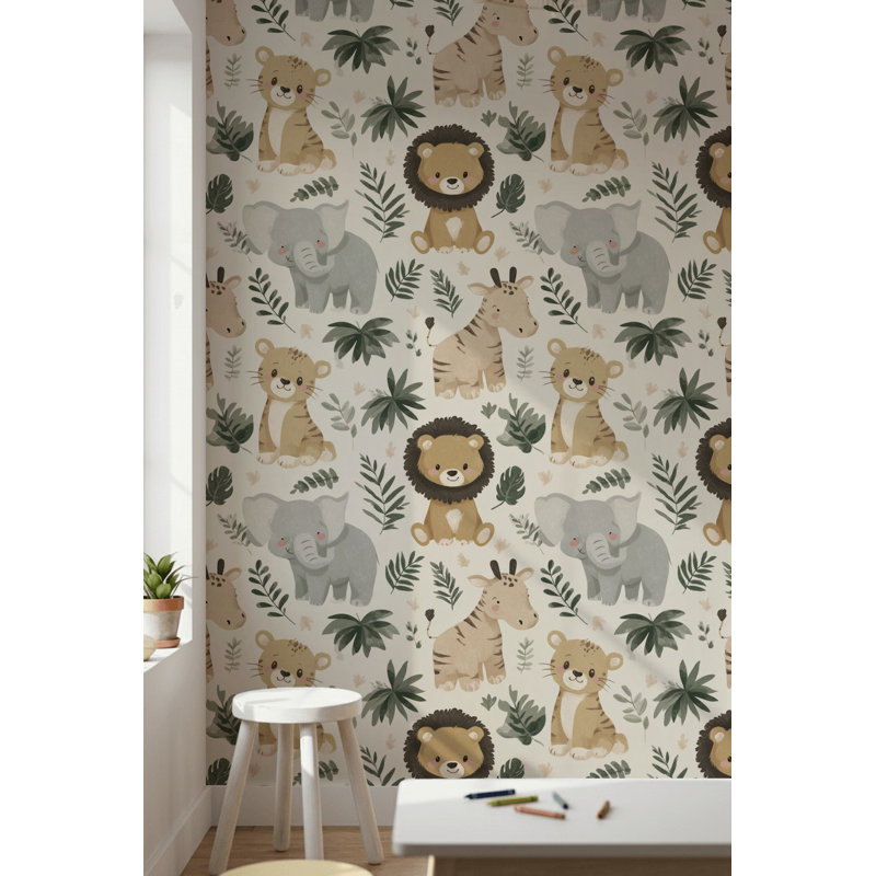 Papier peint animaux de la jungle, Non tissé, non collé