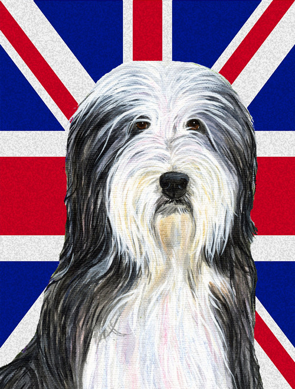 40 x 28 po en polyester britannique 2 faces english union jack drapeau maison, Colley barbu (gris et blanc)