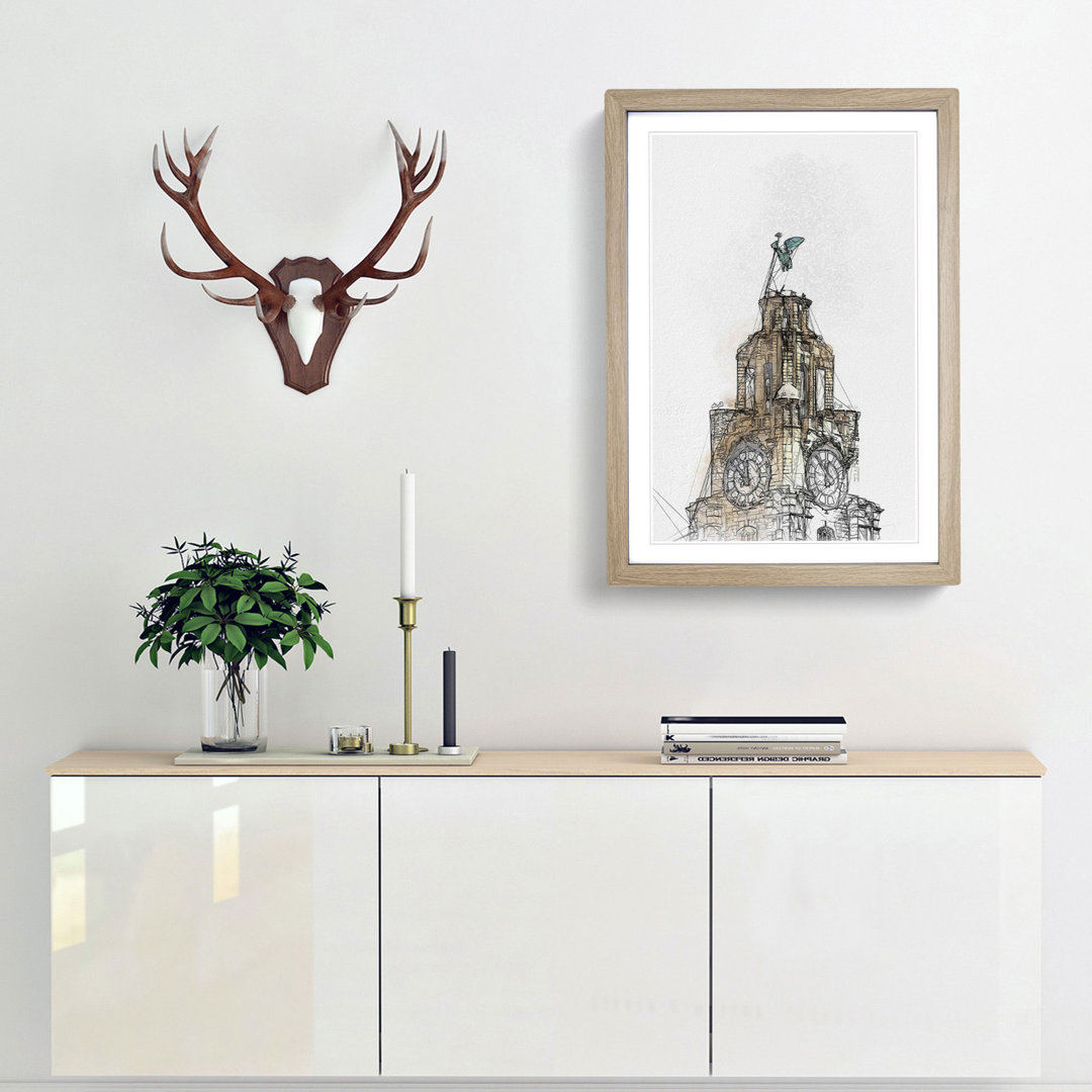 The Liver Building Liverpool in Abstract - Framed Print
