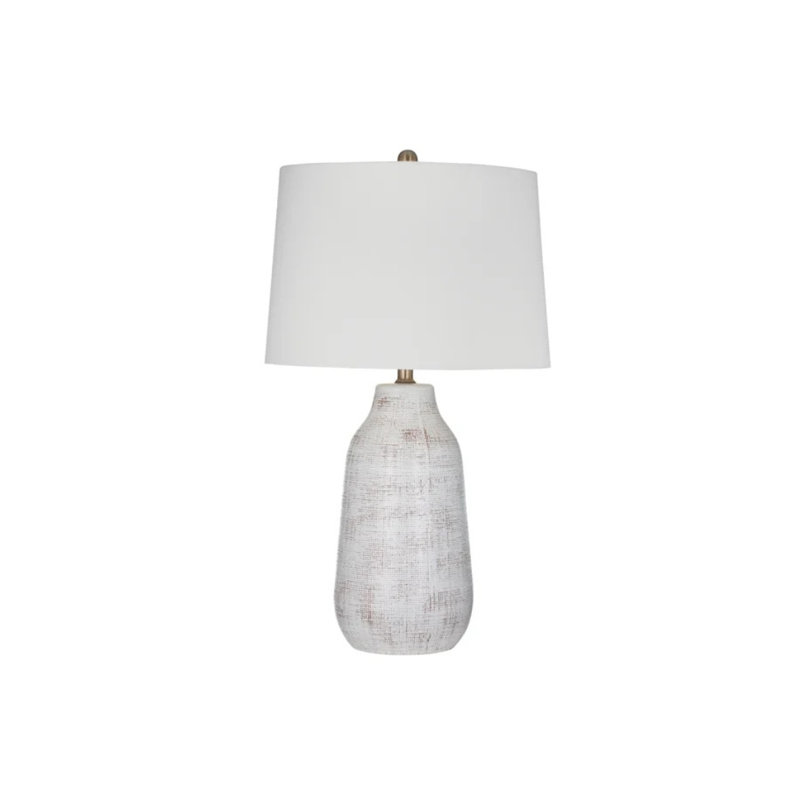 Forcythia Crackled Glaze Ceramic Table Lamp with White Drum Shade