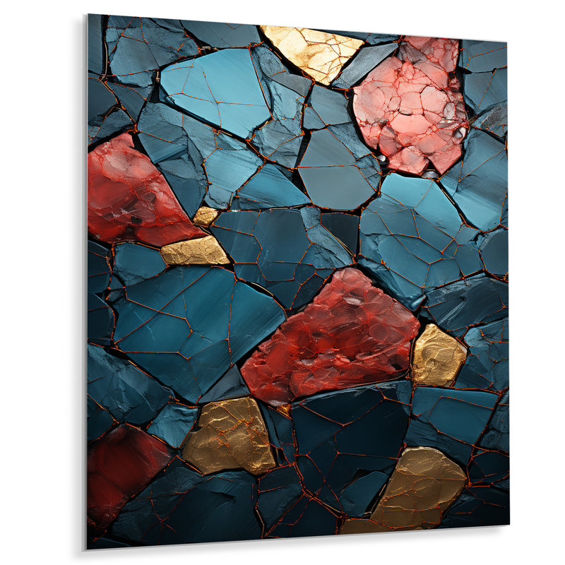 Décoration murale bleue et rouge Elegance I - marbre, H 20 po x l 12 po x P 1 po