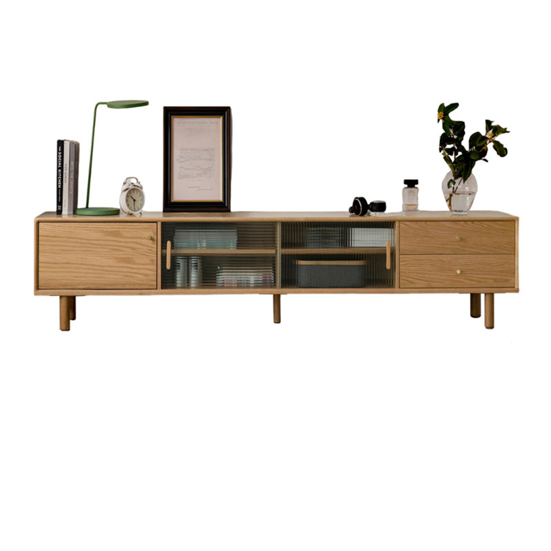Meuble télé moderne et simple en chêne, 86.61"