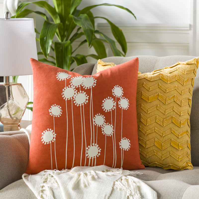 Housse de coussin Lachen, 18 po x 18 po, Orange brulé / crème