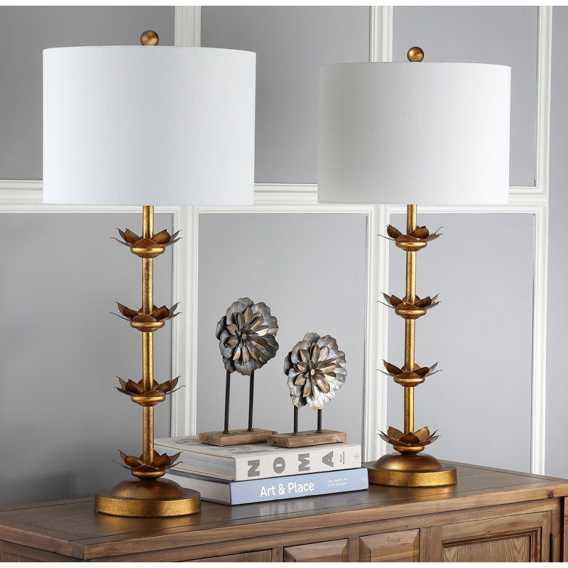 Lani Leaf Metal Table Lamp Set