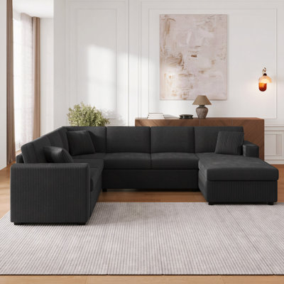 Canapé modulaire en forme de U de 115,3 po avec méridienne et trois coussins moelleux