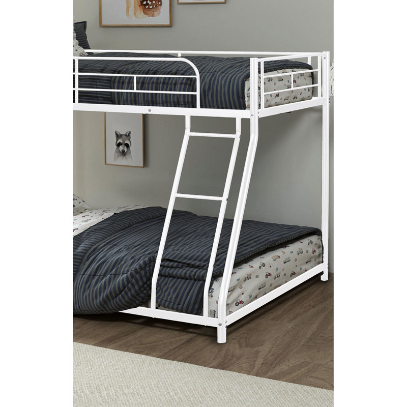 Lit simple superposé au dessus d'un lit double en métal de style contemporain avec angle, poids du produit de 80 lb en vibration, P 78 po