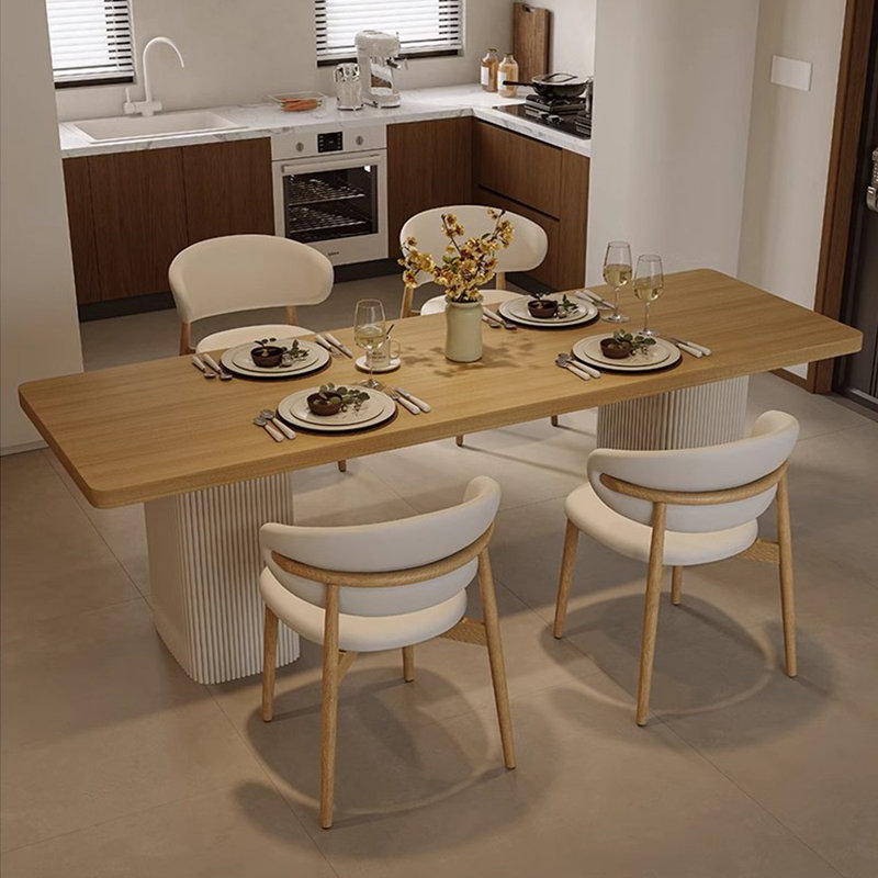 8 - Person Double Pedestal Dining Set, 29.53" H x 63" L x 31.5" W, 7 Pieces: Table, 6 Chairs