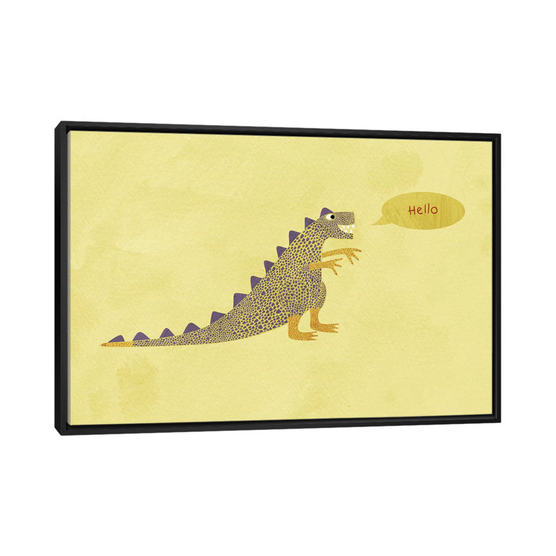 Dinosaure par Nic Squirrell - impression d'art graphique, H 26 po x l 40 po x 1,5 po, Toile avec cadre noir, Pas de tapis