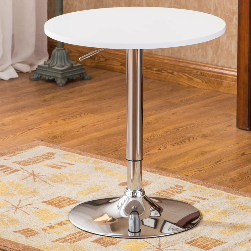 Coveney Adjustable Bar Table, White, Chrome