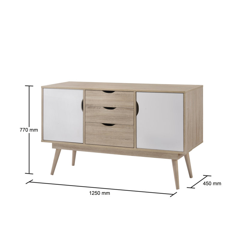 Caroline 125cm Sideboard, Sonoma Oak/White