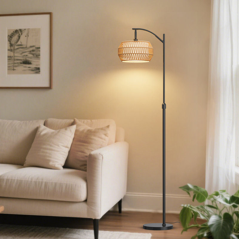 Lampe sur pied bohémienne en forme de Y avec télécommande et contrôle d'application, éclairage à intensité variable