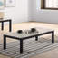 Ensemble de tables basses 3 pièces 1 table basse et 2 tables de bout avec plateau en faux marbre blanc et pieds noirs