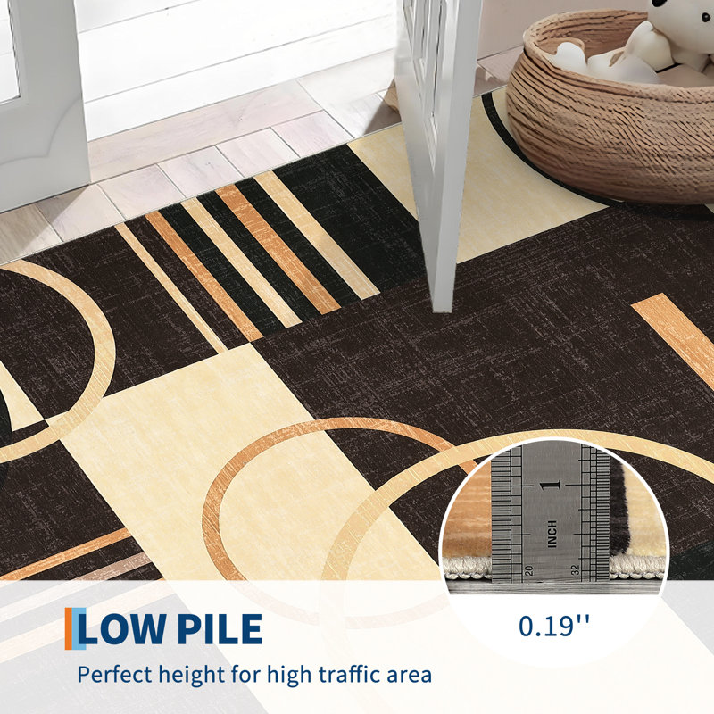 Modern Area Rug Non Slip Rug Accent Throw Rugs Stain Resistant Floor Carpet for Living Room, Brown, Runner 2' x 10'