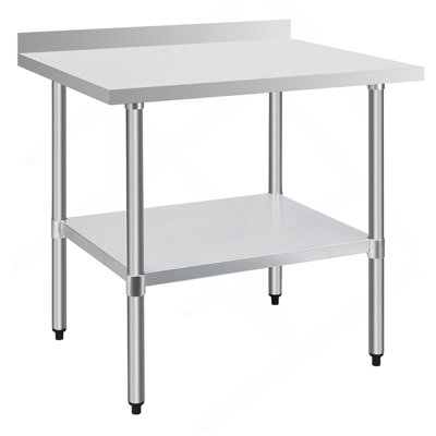 Table de travail commerciale en acier inoxydable de calibre 18 de 30 po x 36 po avec dosseret de 4 po et tablette inférieure