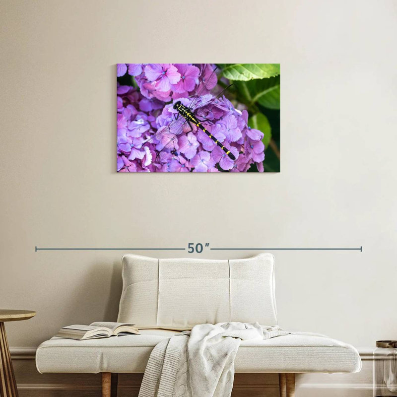 Brampt Dragonfly On Hydrangeas, 20" H x 30" W