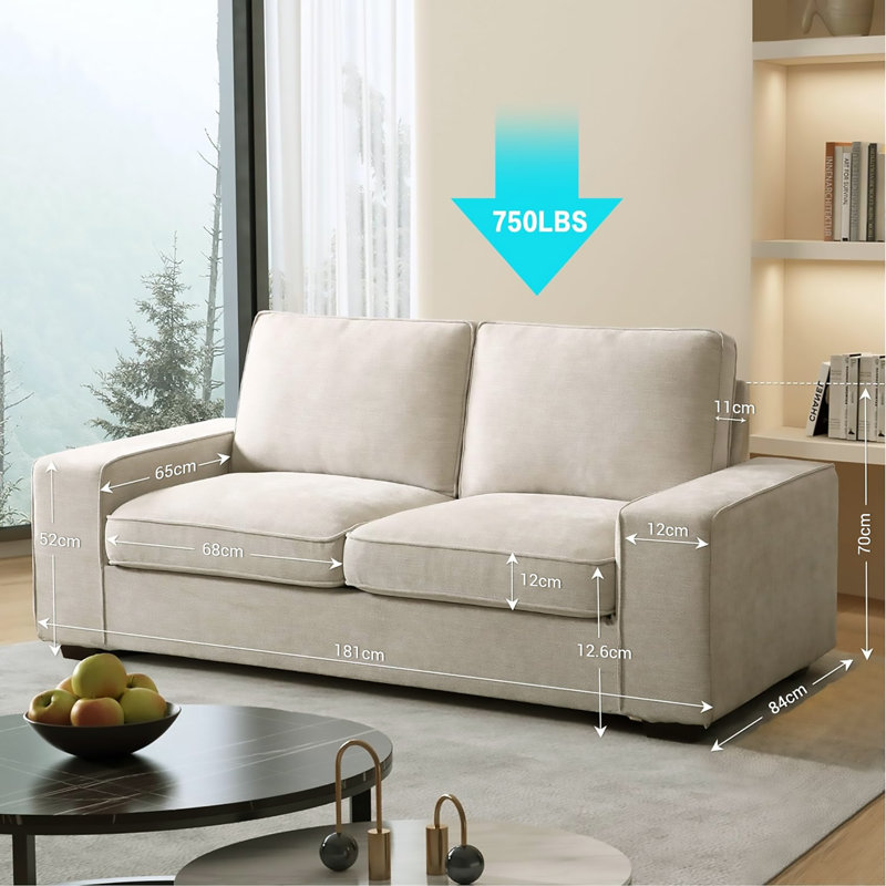 Nickelle 2 Seater Upholstered Loveseat Sofa, Beige