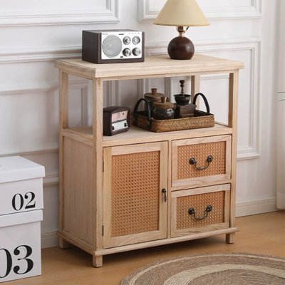 Buffet en bois massif et rotin Burlywood