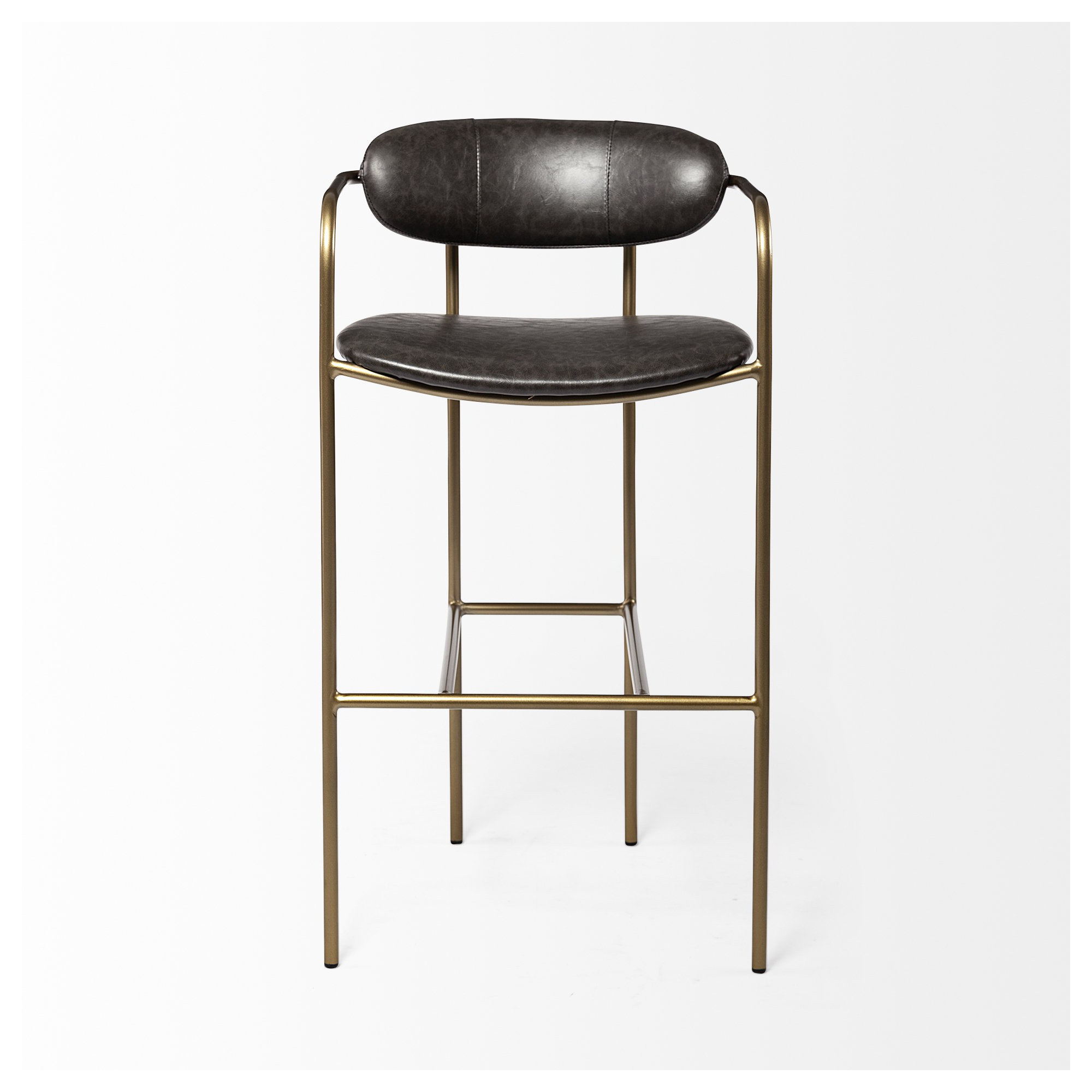Belarus Fabric Seat Stool, Dark Brown, Gold, Bar Stool (30" Seat Height)