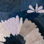 Shibori Cowhide Floral Area Rug in Blue/White/Gray-1894055303