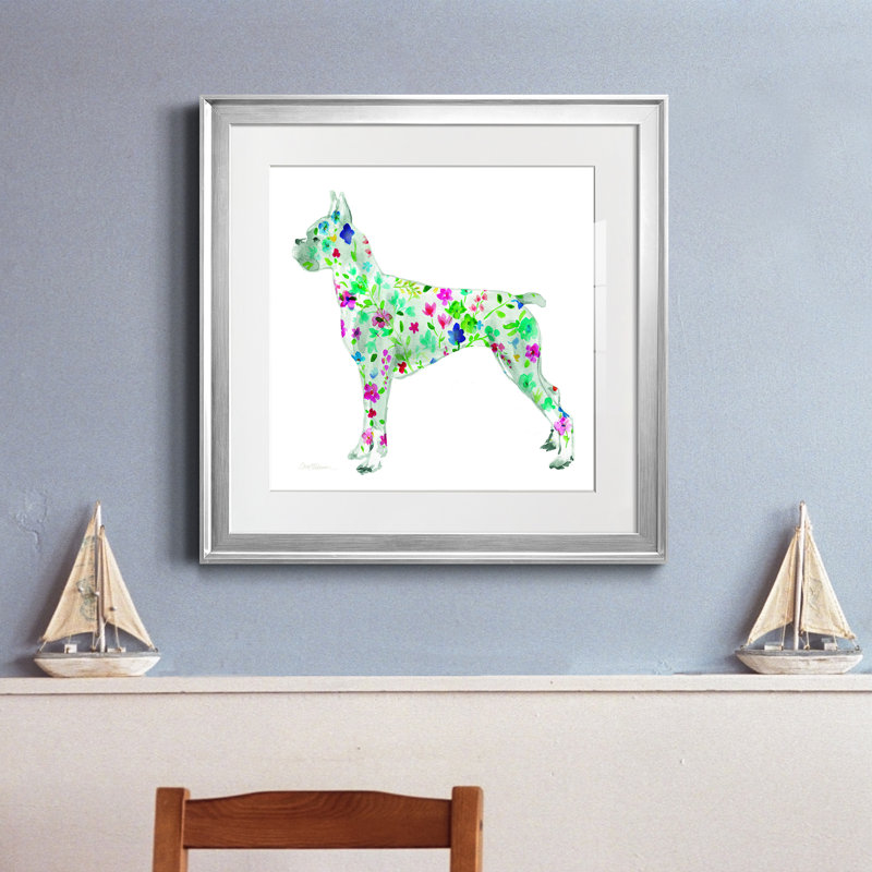 Tapisserie Boxer - peinture encadrée, H 17,5 po x l 17,5 po x P 1,5 po, Papier avec cadre argenté
