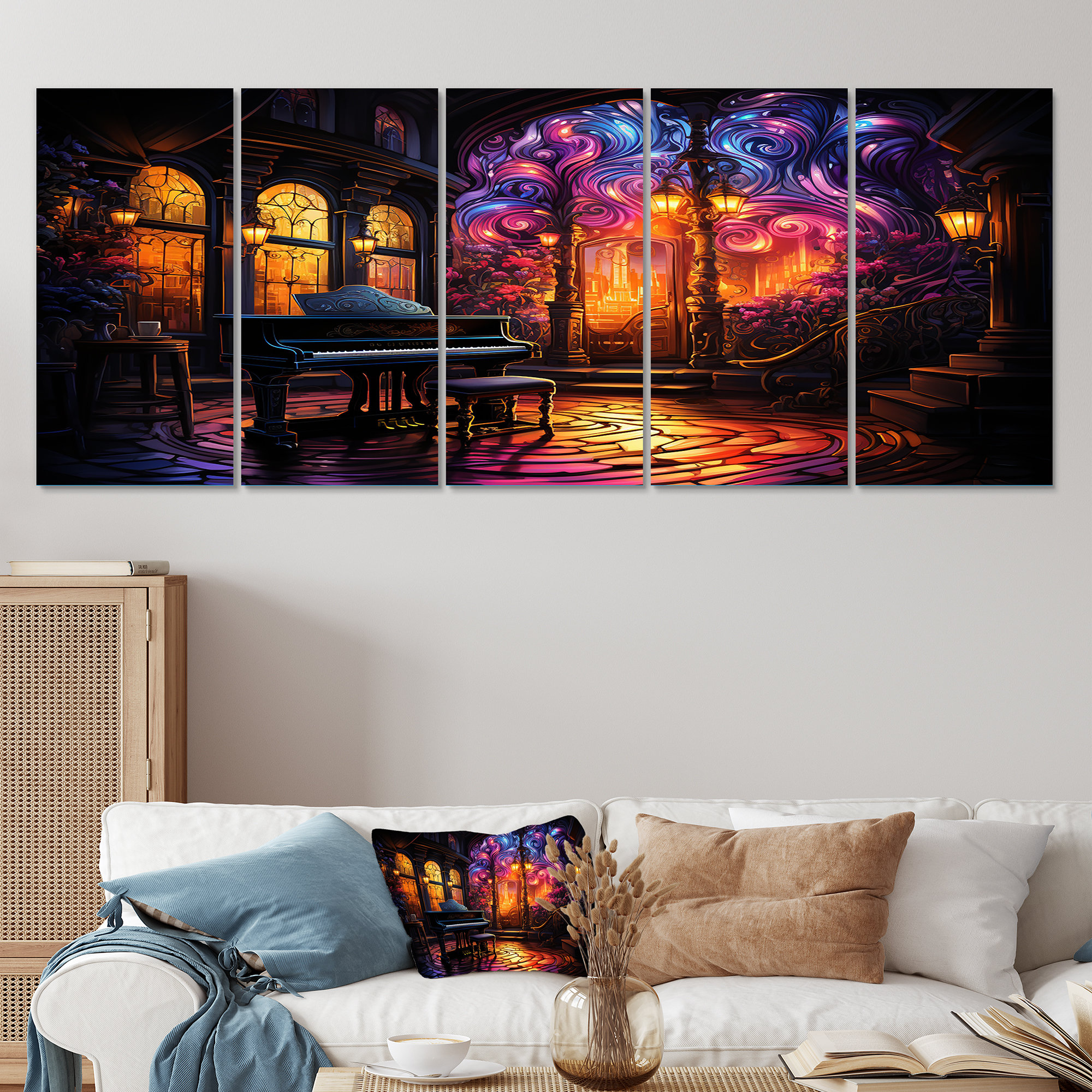 Lark Manor Gothic Piano Chruch Melodies - Music Piano 5 Piece Wall Art ...