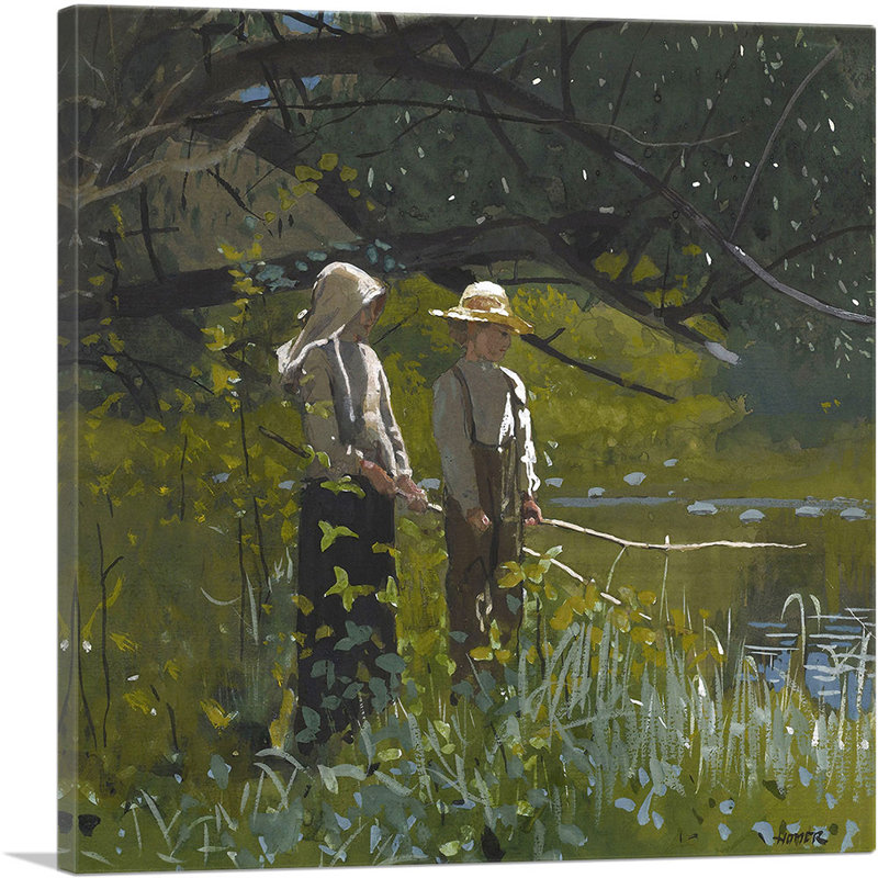 «Fishing 1878» par Winslow Homer, reproduction d'art sur toile tendue, H 36 po x l 36 po x 1,5 po