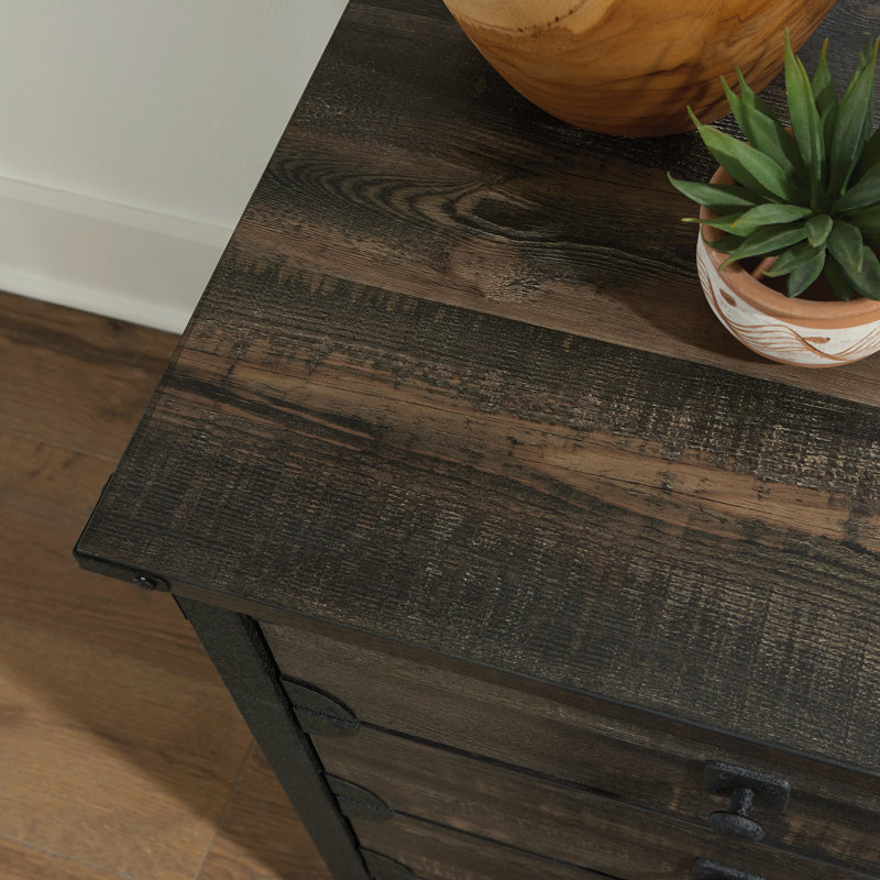 Carbon Oak Industrial 3-Drawer Lockable Filing Credenza